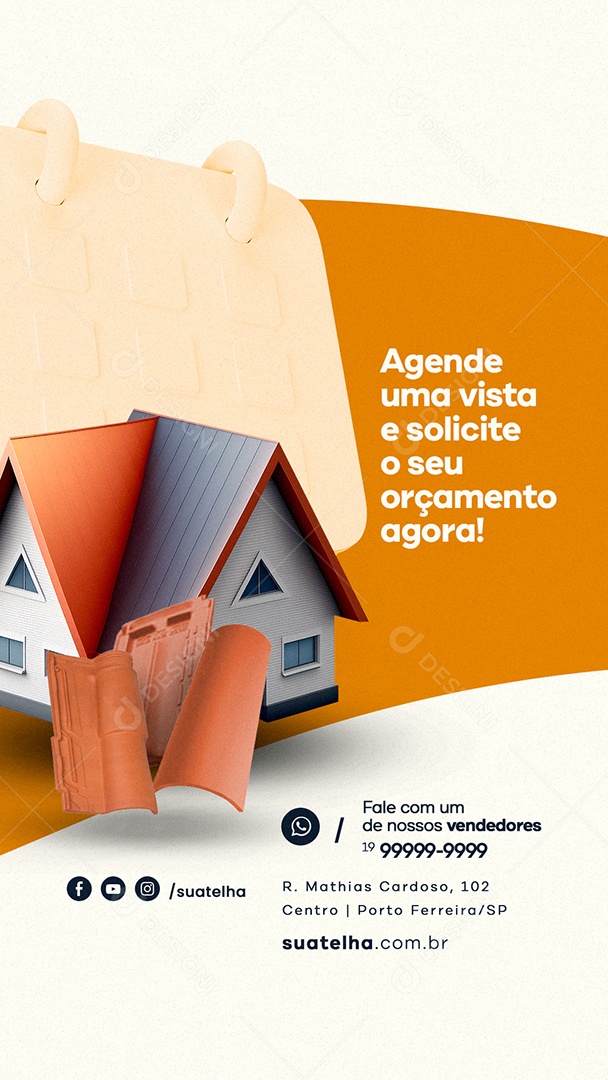 Story Agende Uma Vista e Solicite O Seu Orçamento Materiais De Construção Social Media PSD Editável