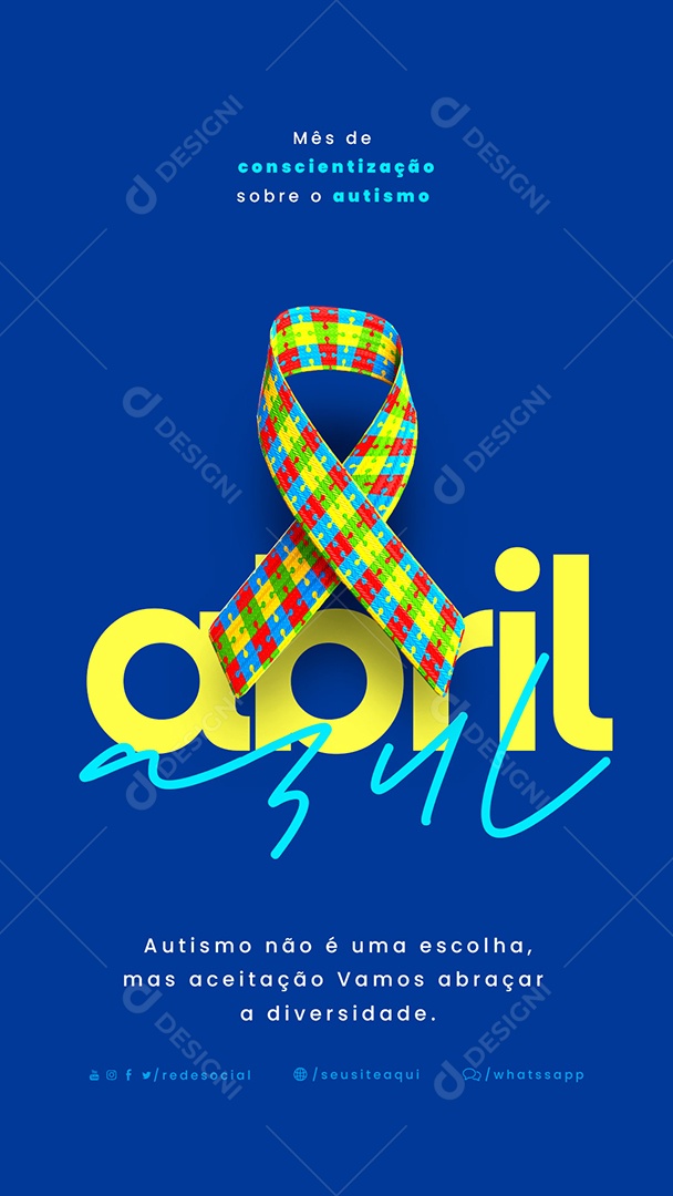 Social Media Abril Azul Autismo PSD Editável