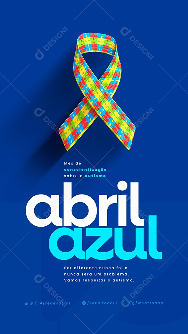 Social Media Abril Azul Ser Diferente Nunca Foi PSD Editável