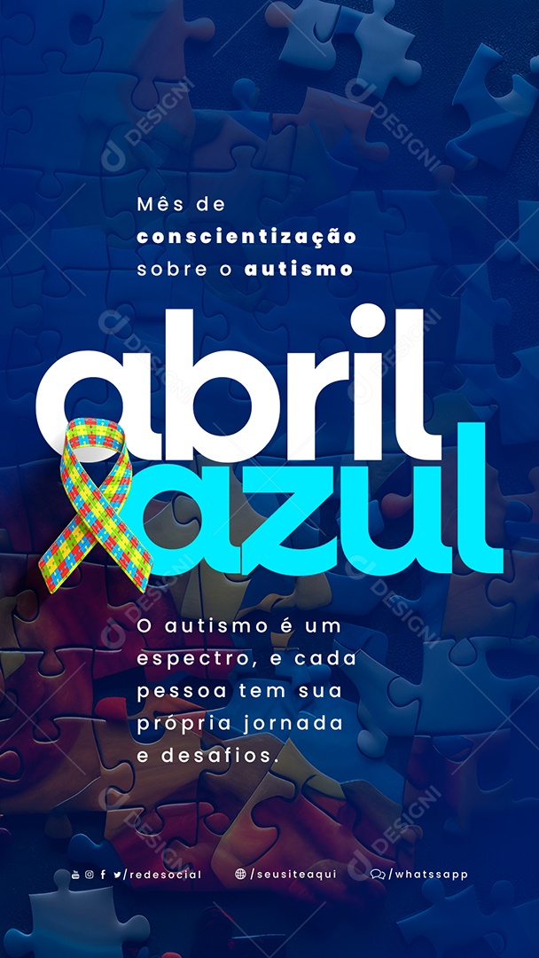 Social Media Abril Azul Mês de Conscientização PSD Editável