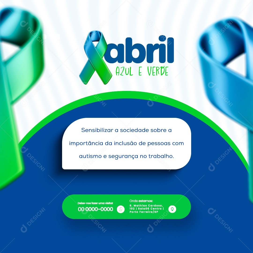 Abril Azul e Verde Sensibilizar a Sociedade Sobre a Importância da Inclusão Social Media PSD Editável