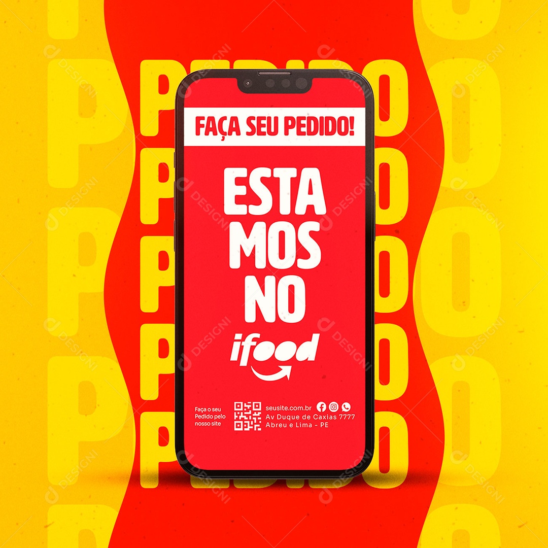 Social Media Faça Seu Pedido Estamos No Ifood PSD Editável