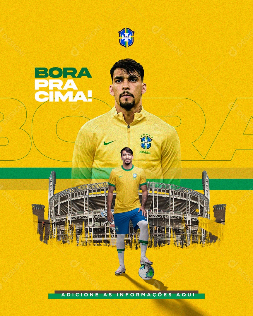 Flyer Futebol Seleção Brasileira Jogador Lucas Paquetá Social Media PSD Editável