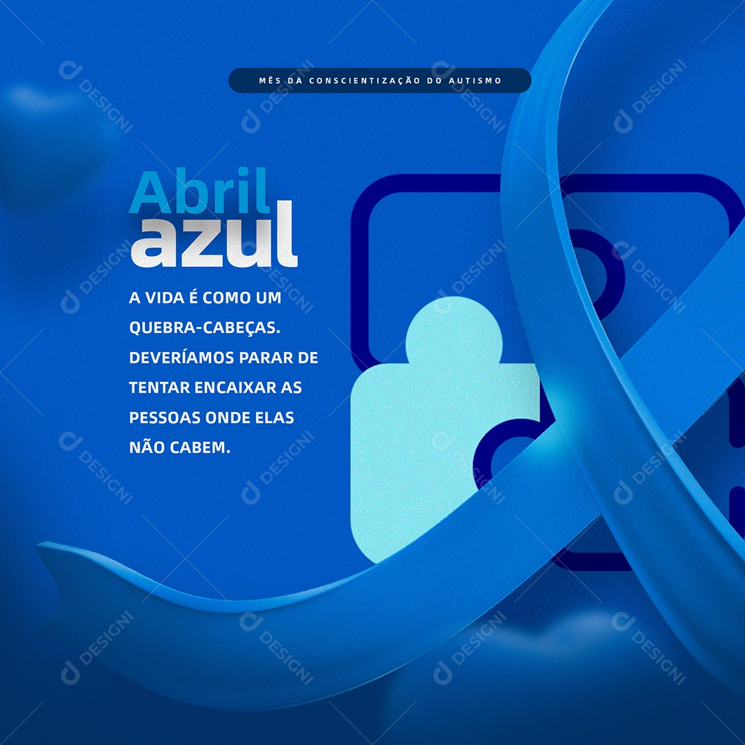 Abril Azul, Mês de Conscientização Sobre o Autismo Social Media PSD Editável