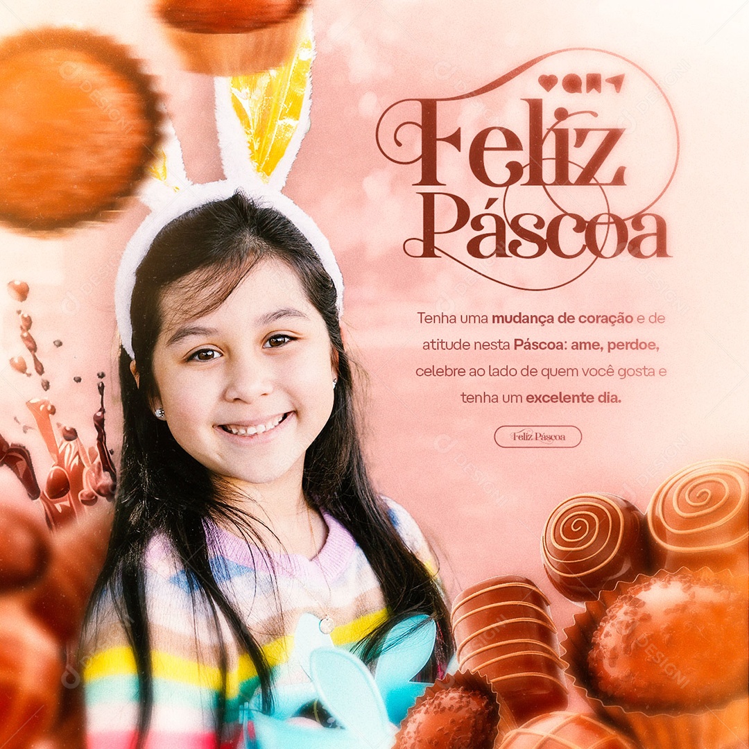 Have a Change Of Heart And Attitude Happy Easter Social Media PSD Editable