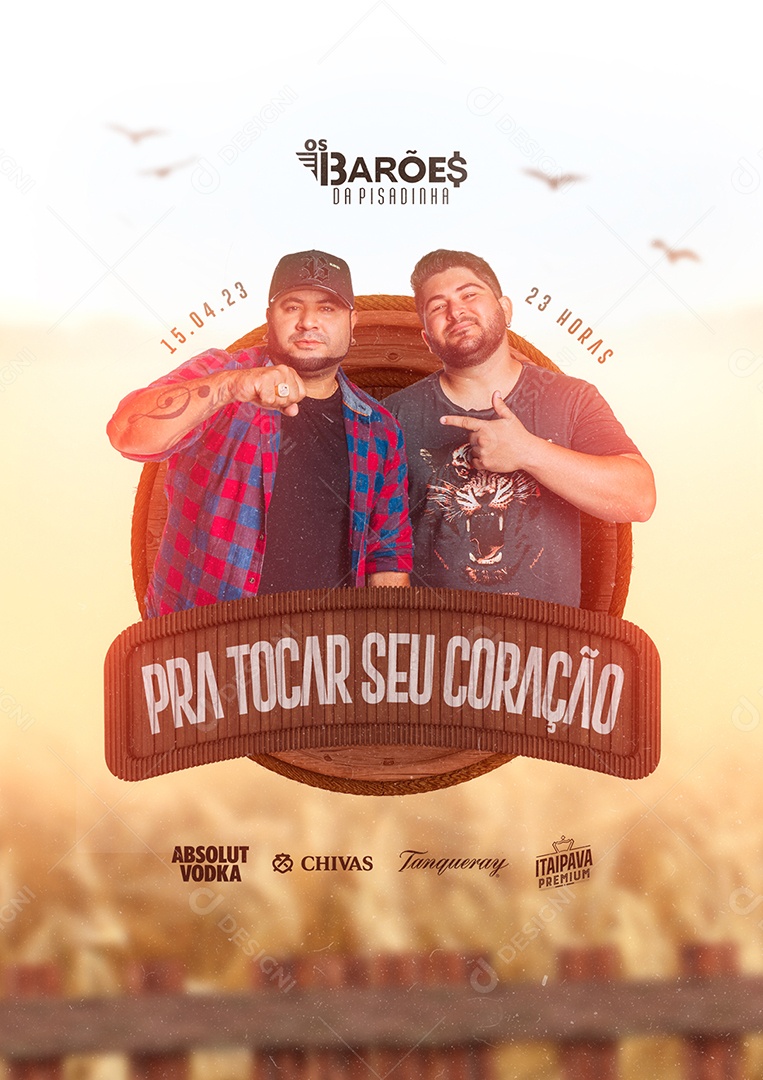 Pra Tocar Seu Coração Flyer Os Barões Da Pisadinha Social Media PSD Editável