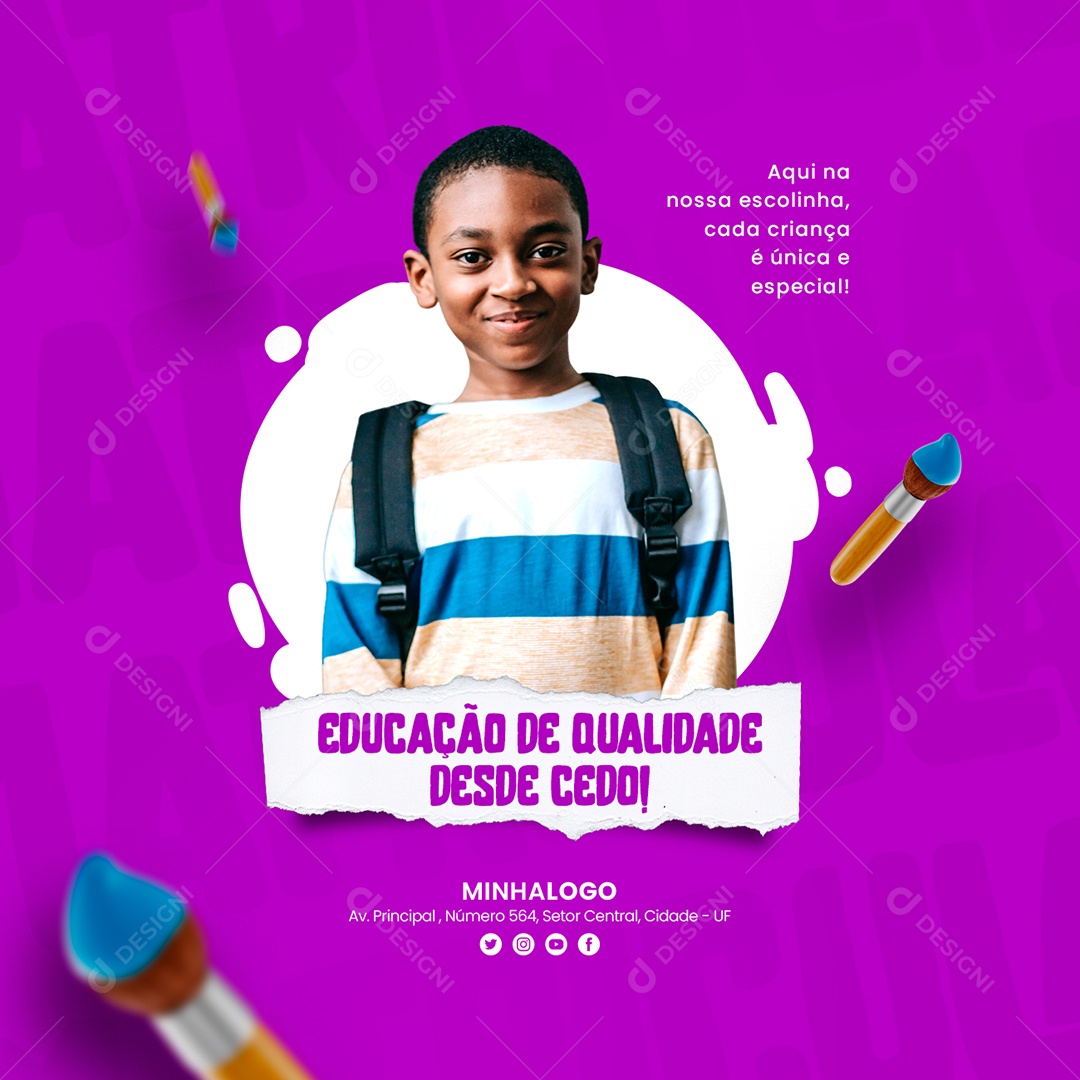 Educação De Qualidade Desde Cedo Escola Infantil Social Media PSD Editável