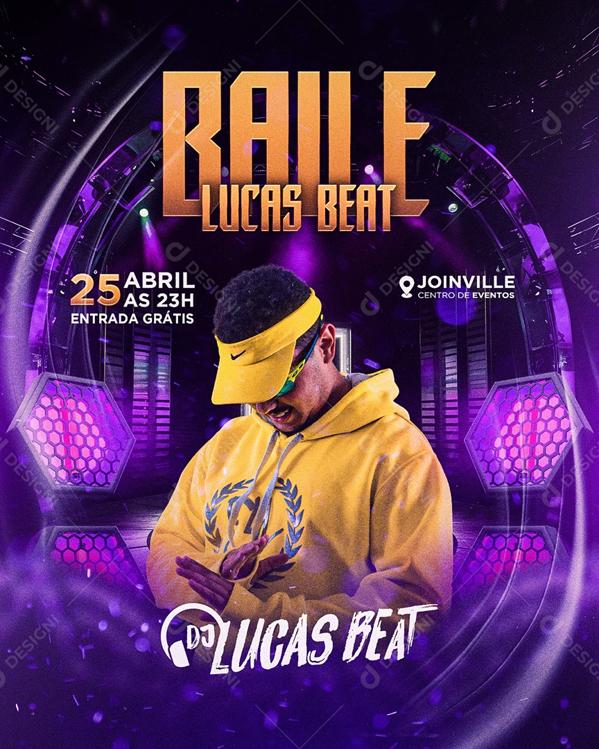 Baile Dj Lucas Beat Flyer Social Media PSD Editável