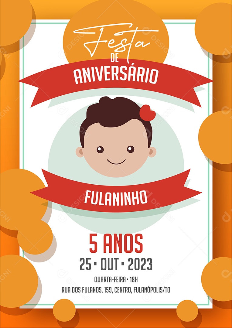 Modelo De Convite De Aniversário 5 Anos AI + EPS