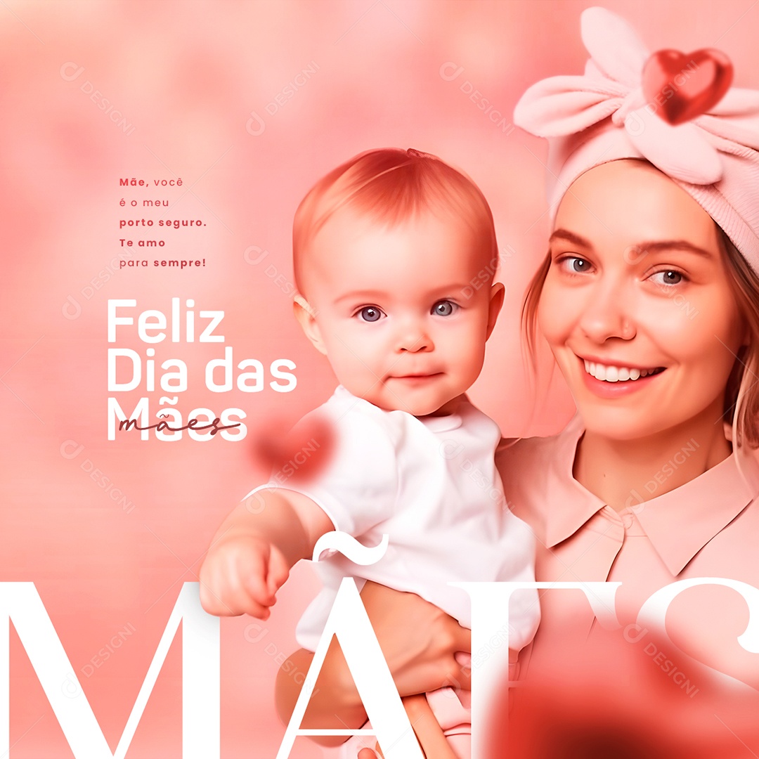 Mãe Você É O Meu Porto Seguro Te Amo Para Sempre Feliz Dia Das Mães Social Media PSD Editável