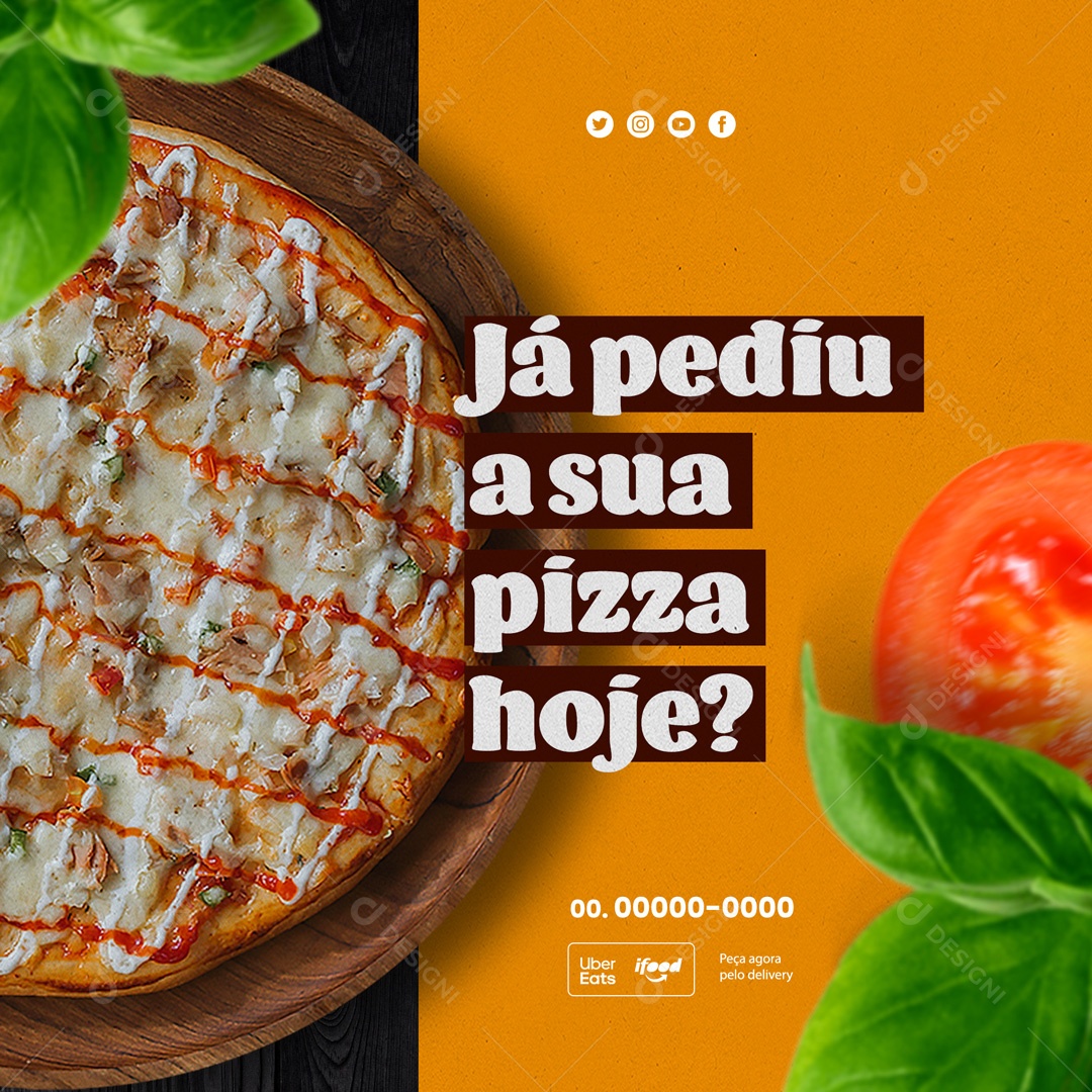 Post Feed Pizzaria Novidade Agora Tem Pizza Social Media PSD Editável  [download] - Designi