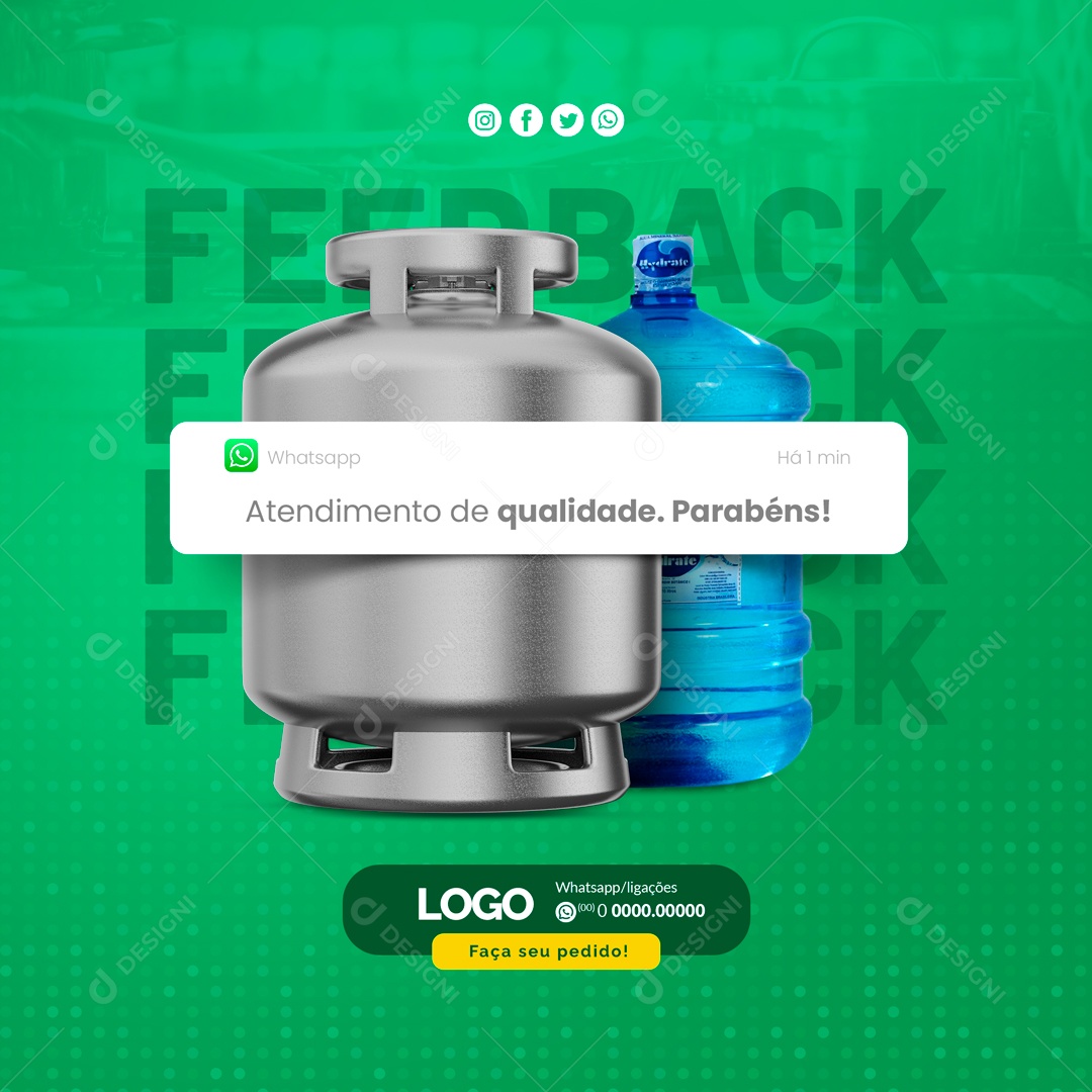 Feedback Distribuidora de Gás de Cozinha Social Media PSD Editável