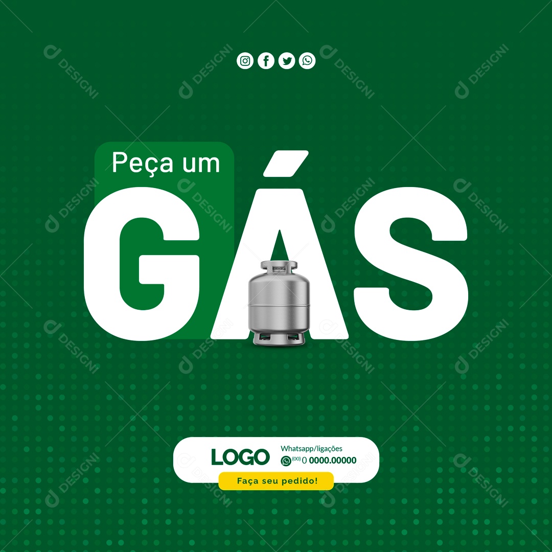 Peça um Gás Distribuidora de Gás de Cozinha Social Media PSD Editável