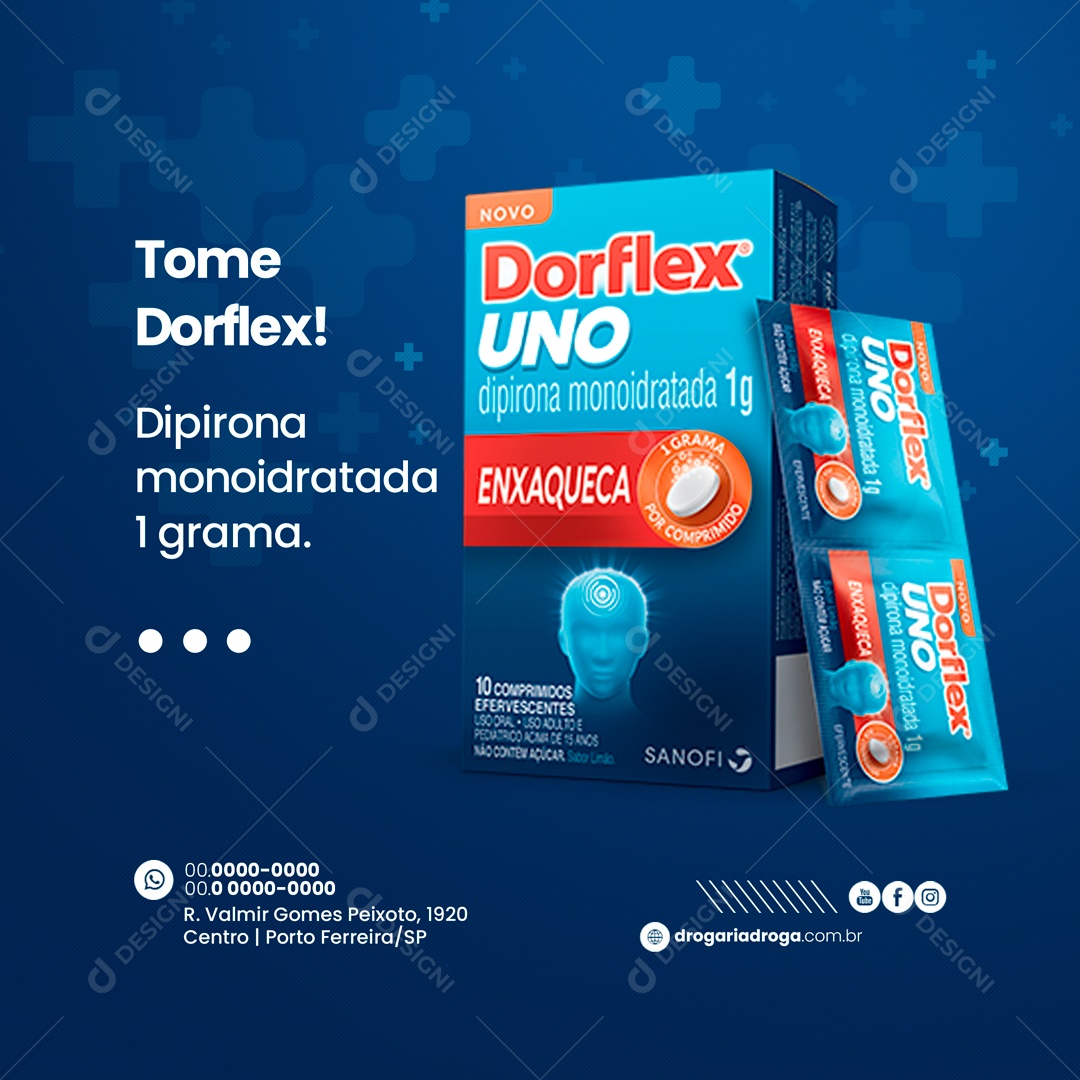 Tome Dorflex! Farmácia Drogaria Social Media PSD Editável