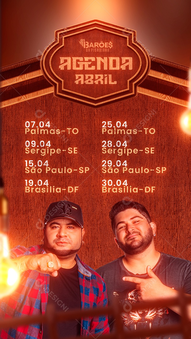 Story Agenda Abril Flyer Os Barões Da Pisadinha Social Media PSD Editável