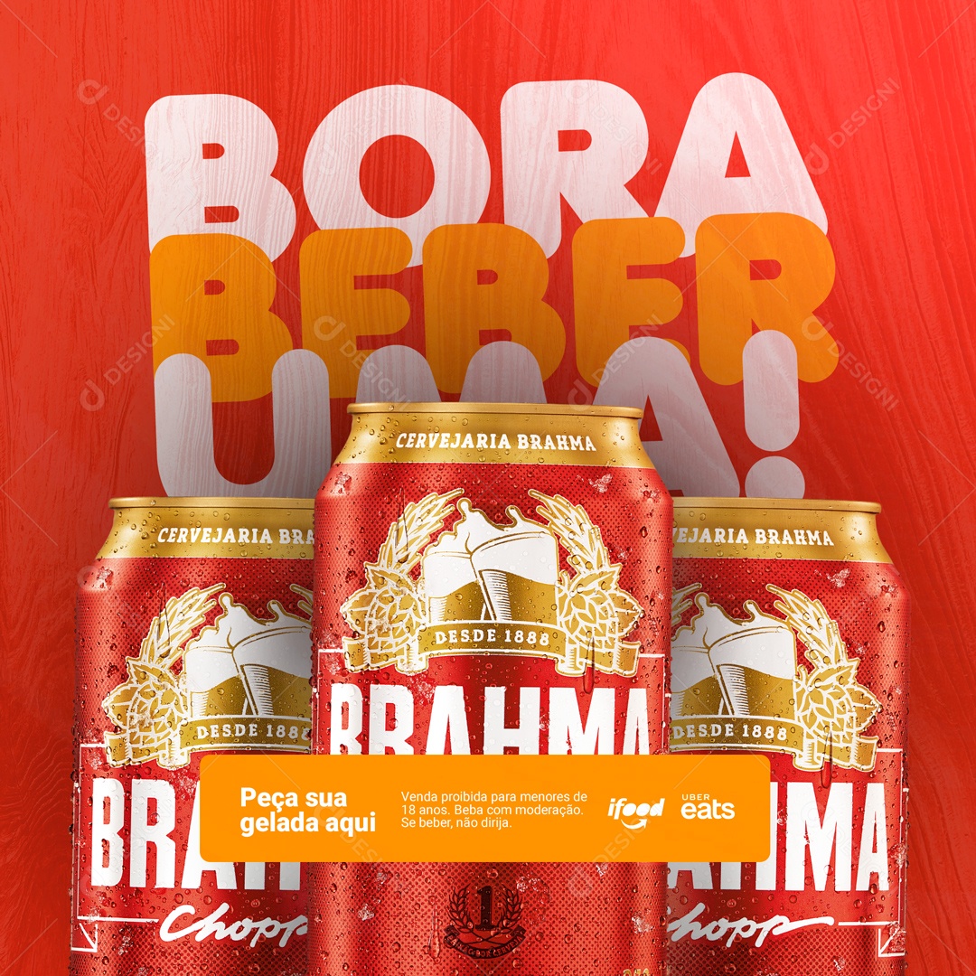 Bora Beber Cerveja Brahma Distribuidora de Bebidas Social Media PSD Editável