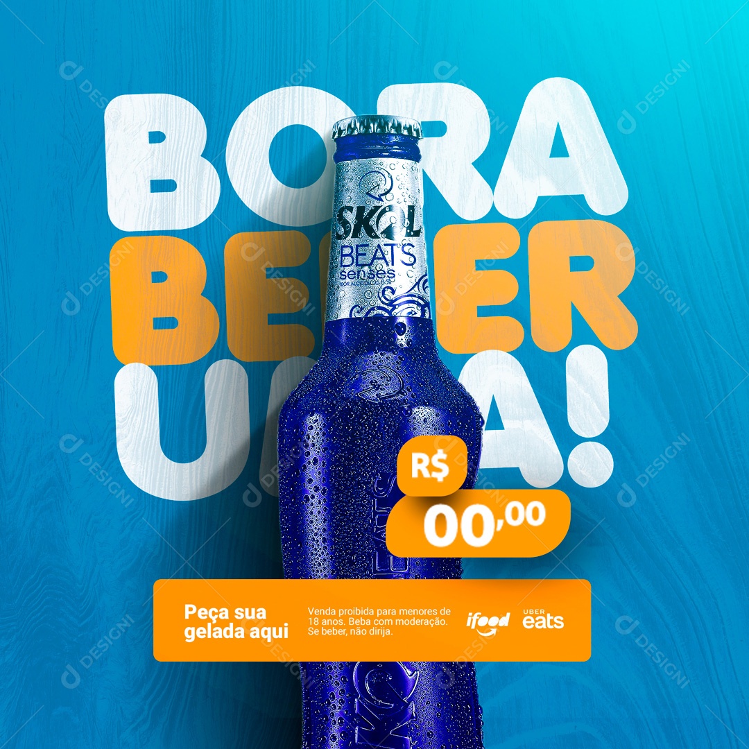 Peça sua Gelada Aqui Distribuidora de Bebidas Social Media PSD Editável