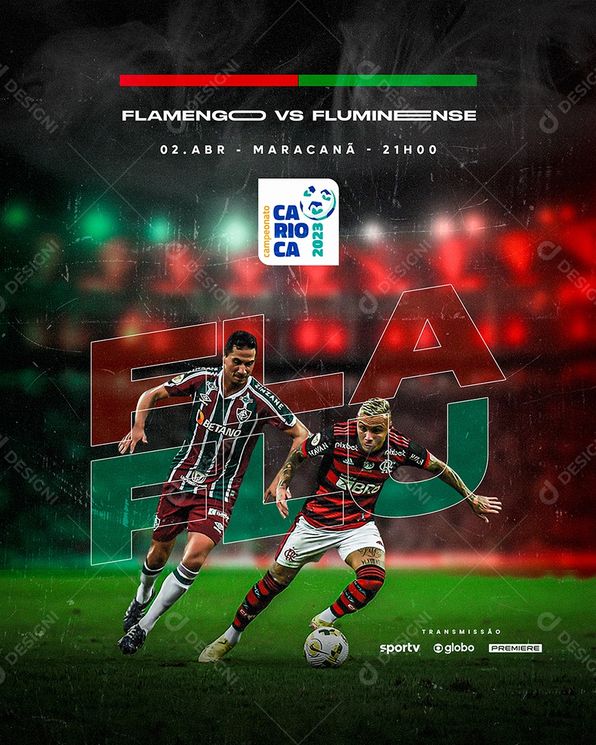 Campeonato Carioca 2023 Flamengo Vs Fluminense Futebol Social Media PSD  Editável [download] - Designi