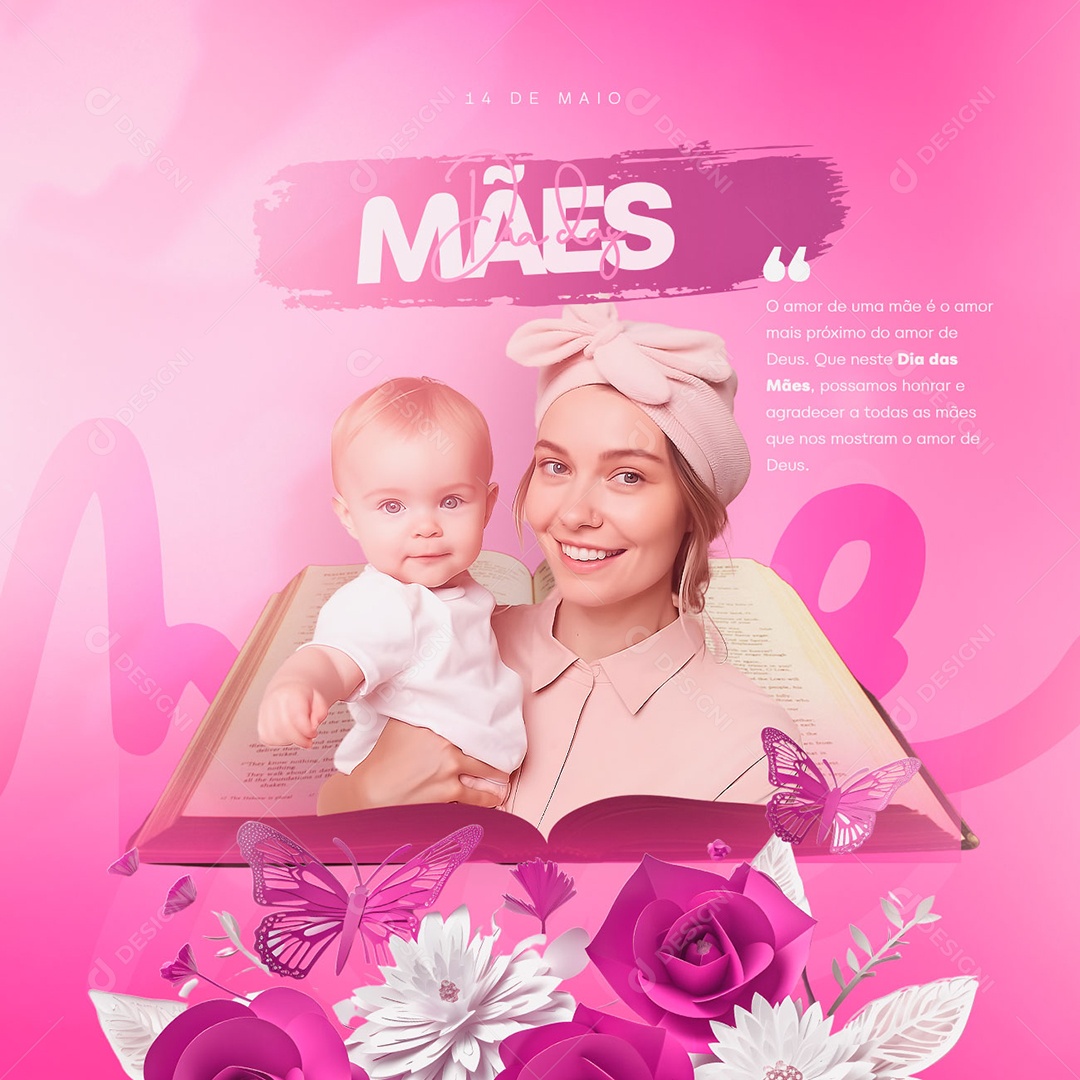 A Mother's Love Is the Closer Love to God's Love Happy Mother's Day Editable Social Media PSD