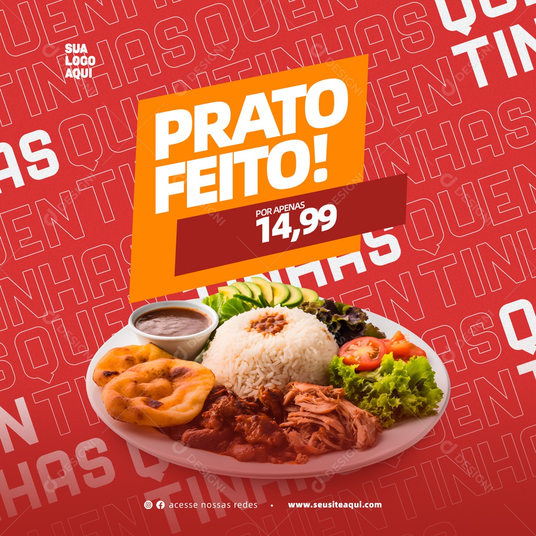 Prato Feito Por Apenas 14,99 Restaurante Social Media PSD Editável