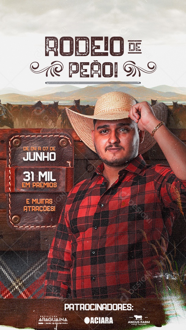 Flyer Rodeio e Peão Biu do Piseiro Story Social Media PSD Editável