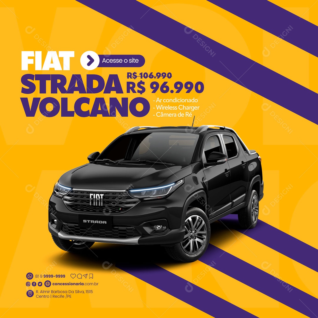 Fiat Strada Volcano 96,990 Concessionária Social Media PSD Editável