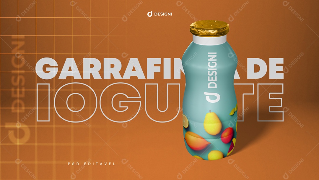 Mockup De Garrafinha Iogurte PSD Editável