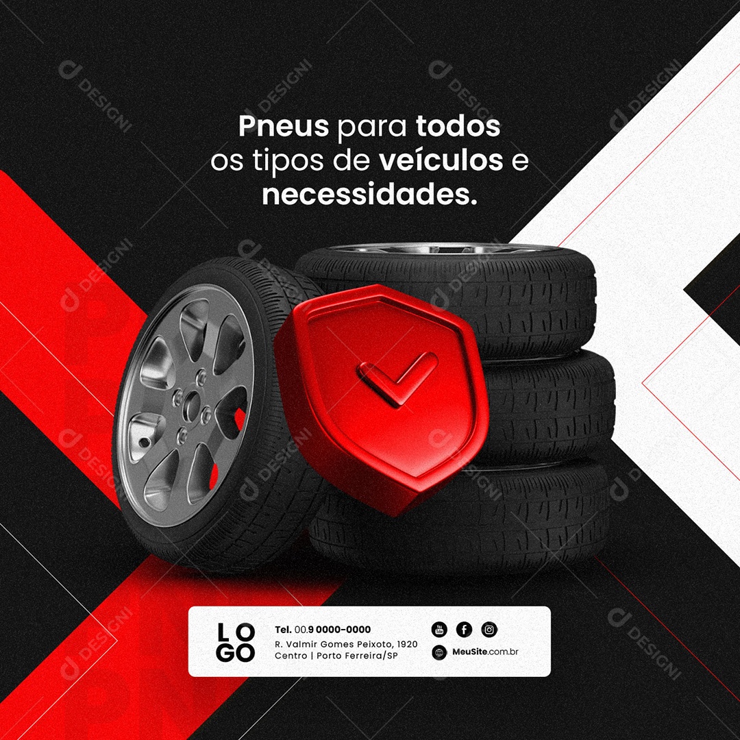 Tires For All Vehicle Types And Needs Editable Social Media PSD Tire Store