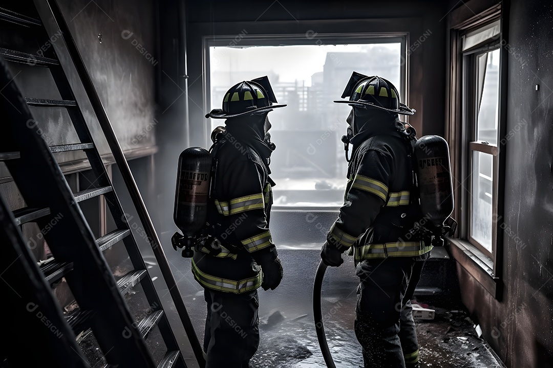 Bombeiros Saindo Do Incêncio Imagem Inteligência Artificial