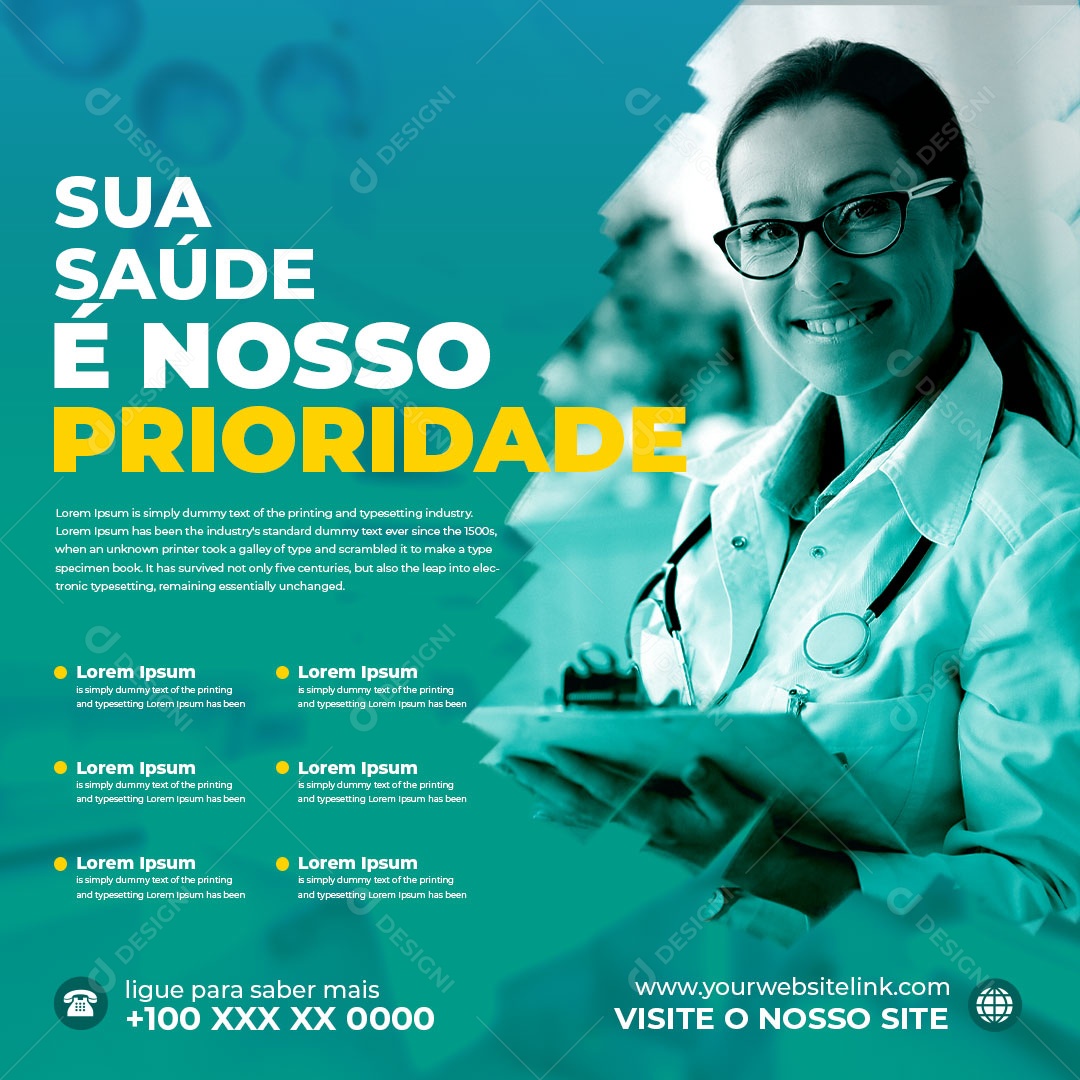 Sua Saúde é Nossa Prioridade Social Media Psd Editável Download Designi 7729