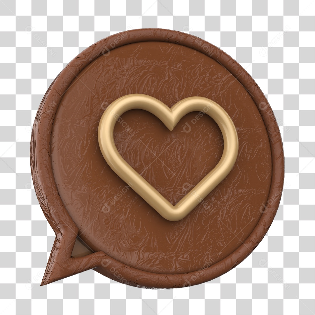 Emoji De Chocolate Com Coração Elemento 3D De Páscoa PNG Transparente