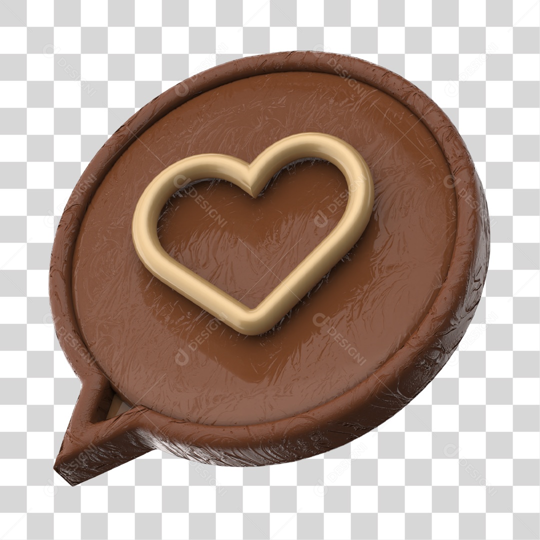 Emoji De Chocolate Com Coração Elemento 3D De Páscoa PNG Transparente