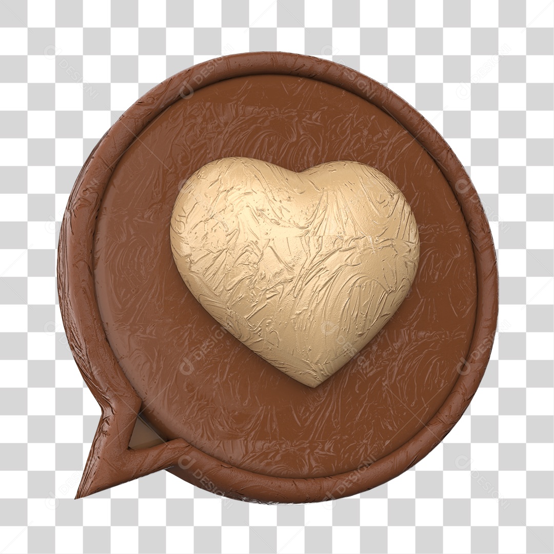 Emoji De Chocolate Com Coração Elemento 3D De Páscoa PNG Transparente