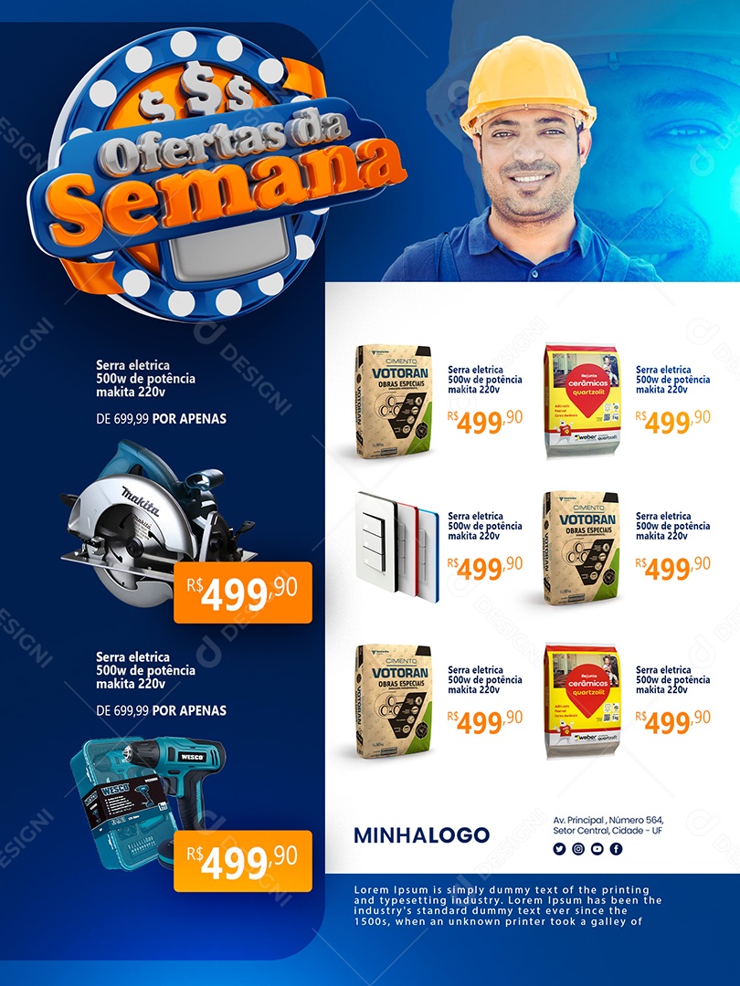 Social Media Encarte Ofertas Da Semana Materiais De Construção PSD Editável