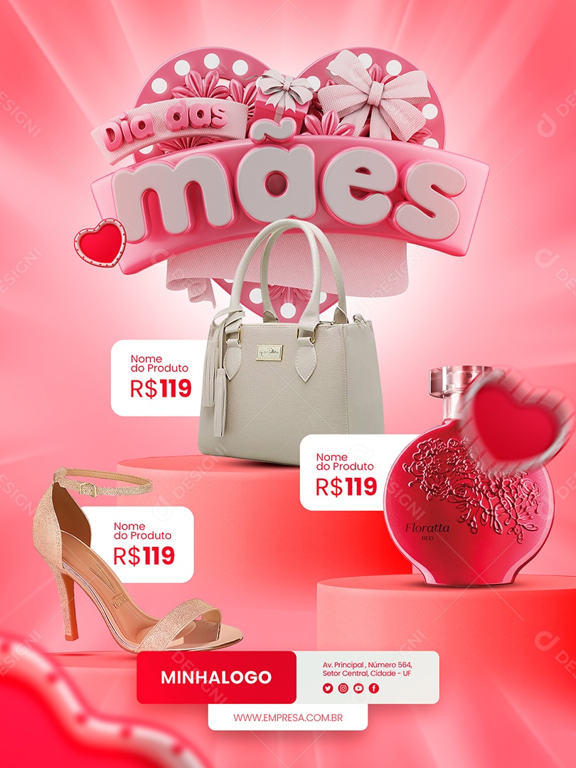 Encarte Do Dia Das Mães Bolsas Sapatos E Perfumes Produtos Social Media Psd Editável Download 7077