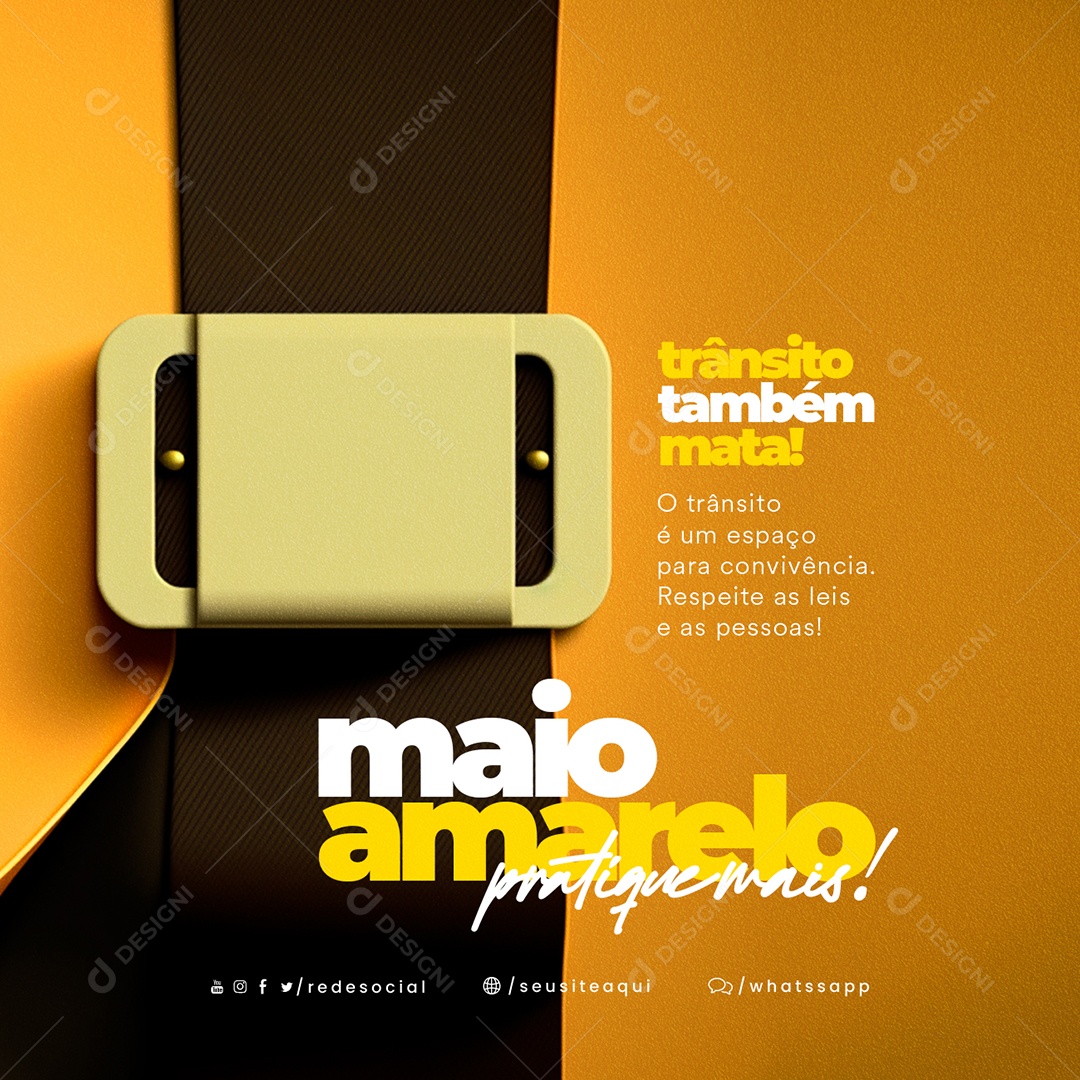 Trânsito Também Mata Maio Amarelo Social Media PSD Editável