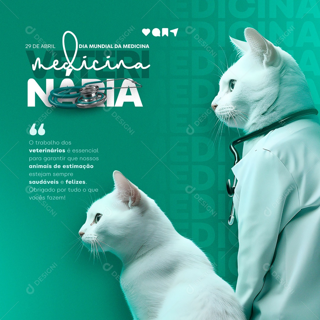 O Trabalho Dos Veterinários é Essencial Dia Mundial Da Medicina Veterinária Social Media PSD Editável