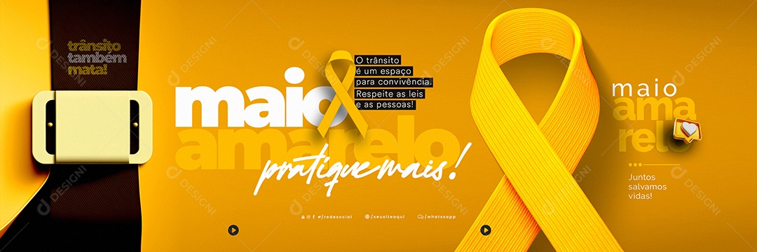 Maio Amarelo O Trânsito é Um Espaço Para Convivência Carrossel Social Media PSD Editável