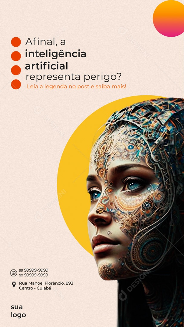 Social Media Story Inteligência Artificial Representa Perigo PSD Editável download Designi