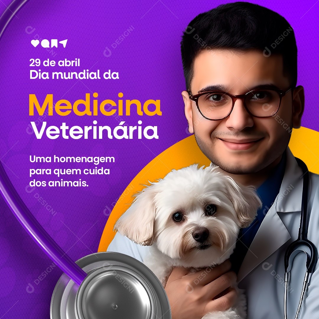 Dia Mundial da Medicina Veterinária 29 de Abril Social Media PSD Editável