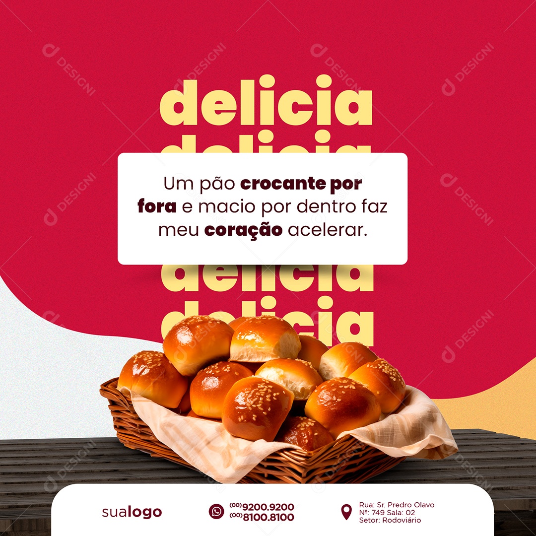 Pão Crocante Padaria Panificadora Social Media PSD Editável