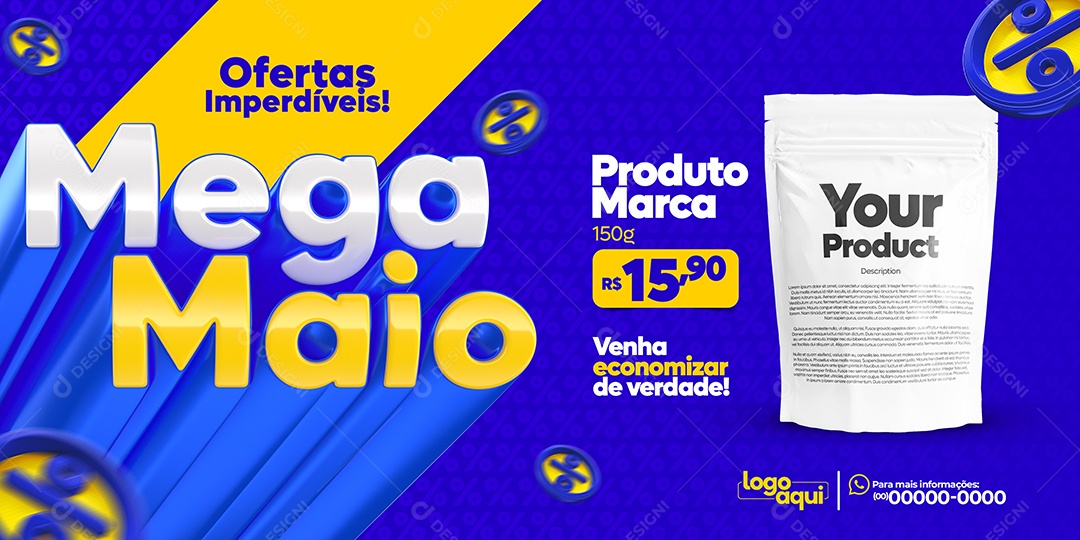 Social Media Banner Ofertas Imperdíveis Mega Maio Produto Supermercado Psd Editável Download 9200