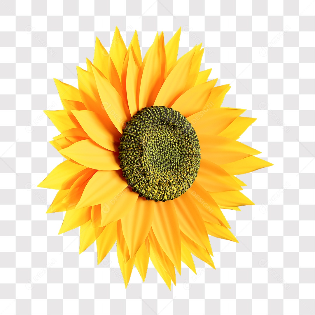 3D Sunflower Element For Transparent PNG Composition