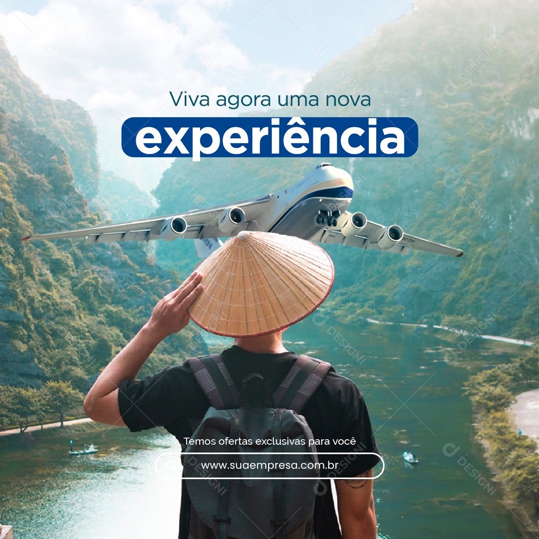 Viva Agora Uma Nova Experiência Agência de Viagens Social Media PSD Editável