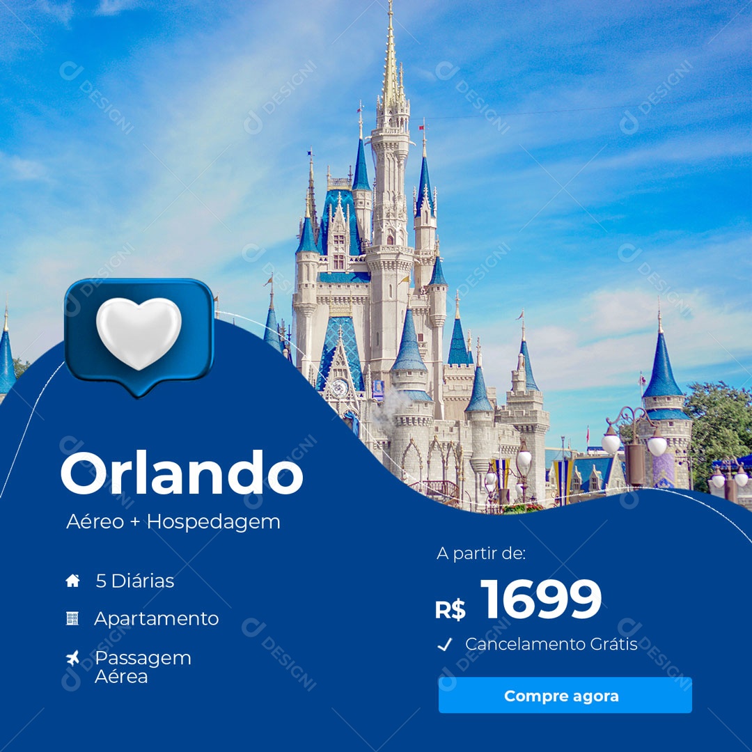 Orlando Aéreo + Hospedagem a Partir de R$ 1699 Agência de Viagens Social Media PSD Editável