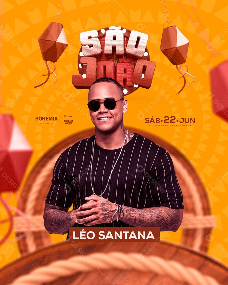 Flyer São João Léo Santana Social Media PSD Editável