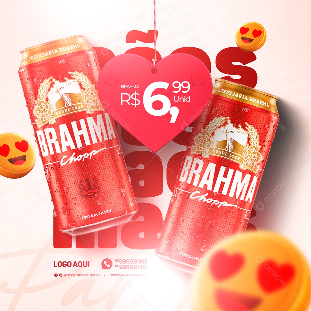 Cerveja Brahma Chopp 6,99 Do Dia Das Mães Cervejaria Social Media PSD Editável