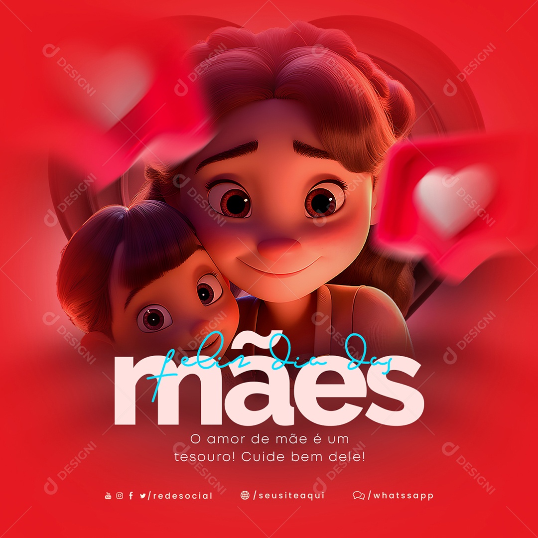 O Amor De Mãe é Um Tesouro Cuide Bem Dele Feliz Dia Das Mães Social Media PSD Editável