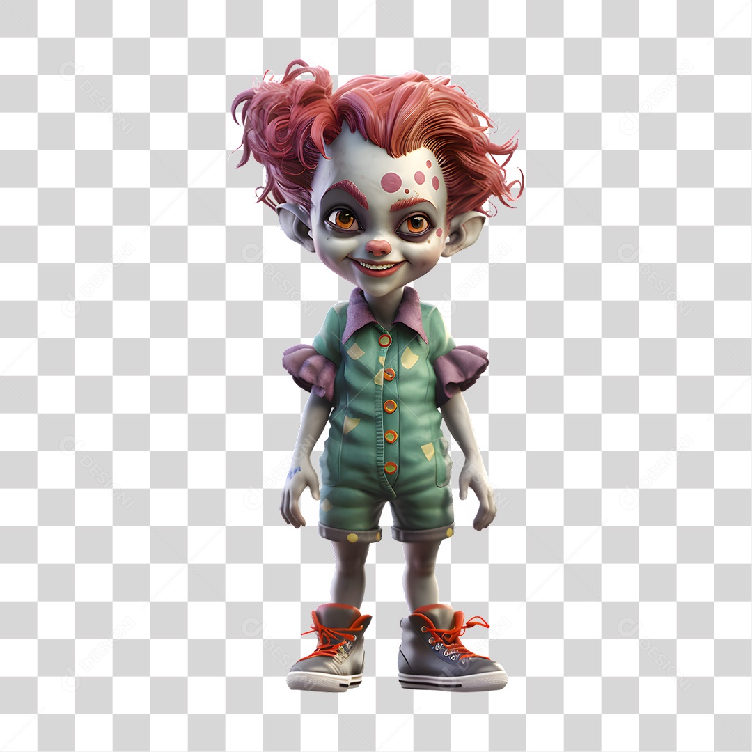 Transparent PNG Clown Character 3D Illustration