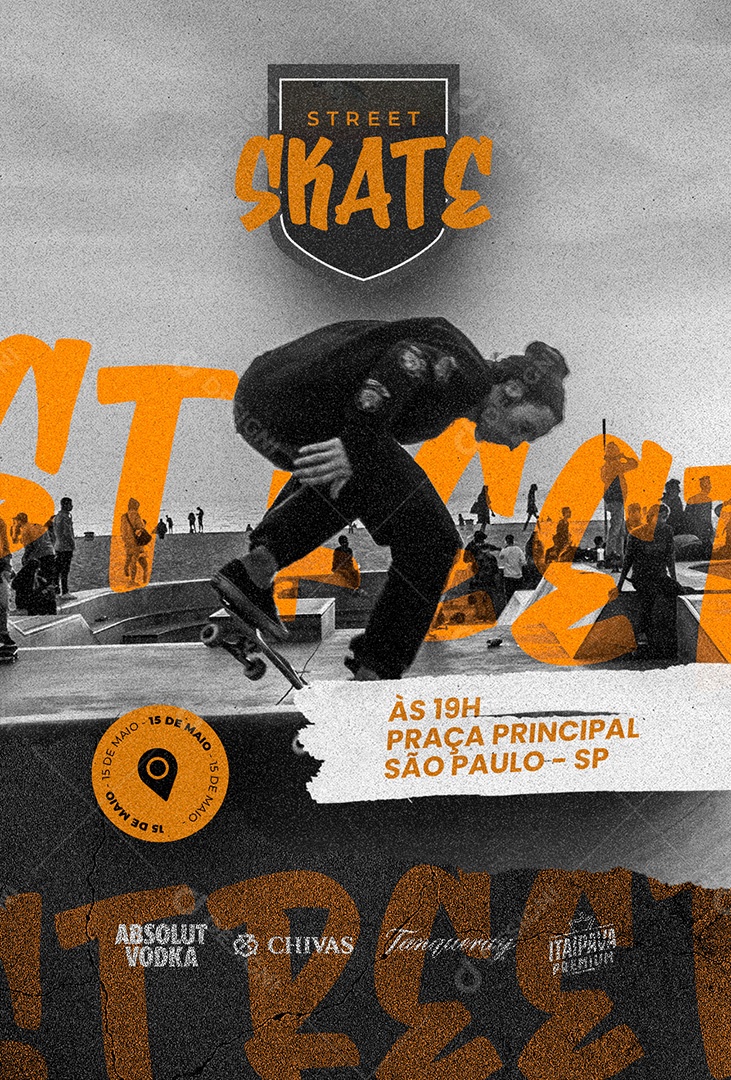 Street Skate Às 19H Praça Principal Flyer Social Media PSD Editável